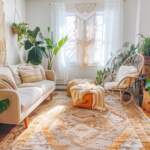 10 inspiracji na urządzenie salonu w stylu skandynawskim z dodatkami boho.