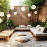 10 inspiracji na urządzenie tarasu w małym mieszkaniu z drewnianymi meblami.