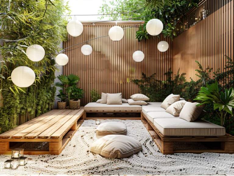 10 inspiracji na urządzenie tarasu w małym mieszkaniu z drewnianymi meblami.