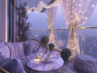 Jak urządzić balkon w stylu glamour z lampami LED w pastelowych odcieniach?