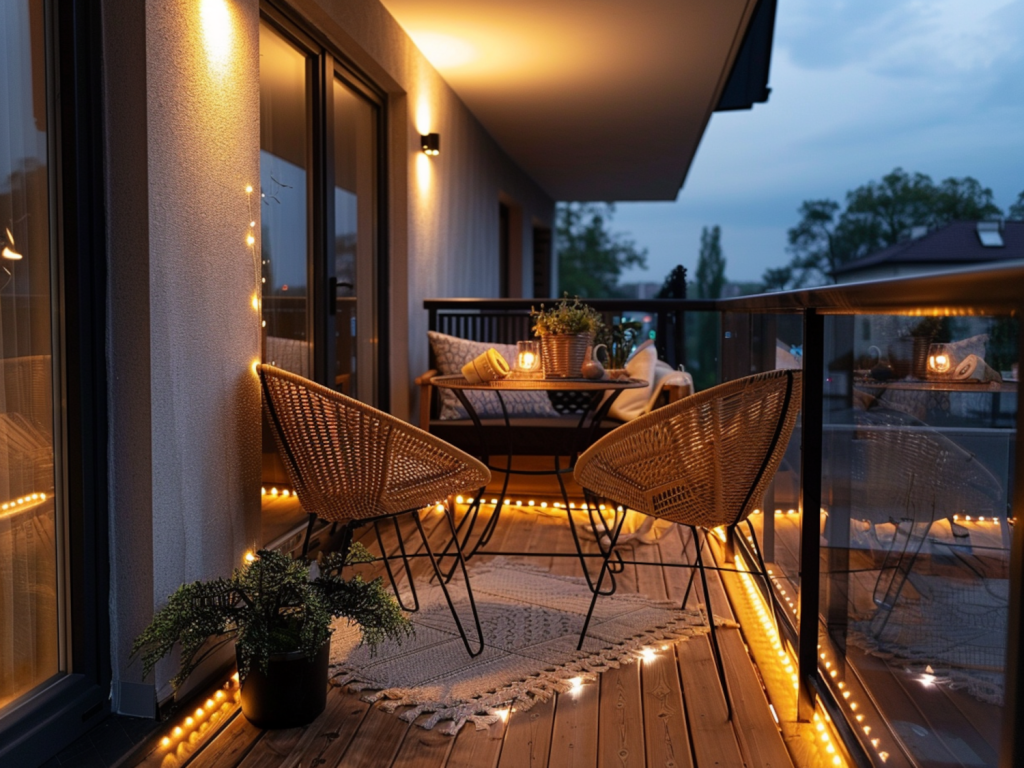 Jak zaaranżować balkon w stylu retro z dekoracyjnymi lampami LED