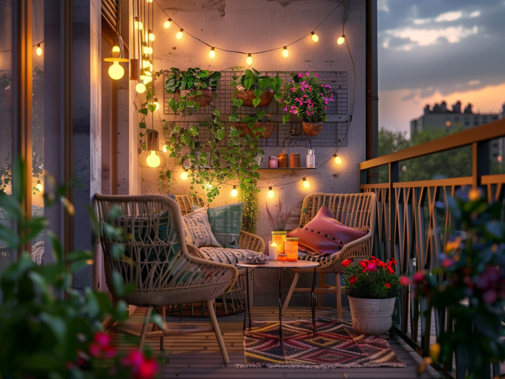 Jak zaaranżować balkon w stylu retro z dekoracyjnymi lampami LED