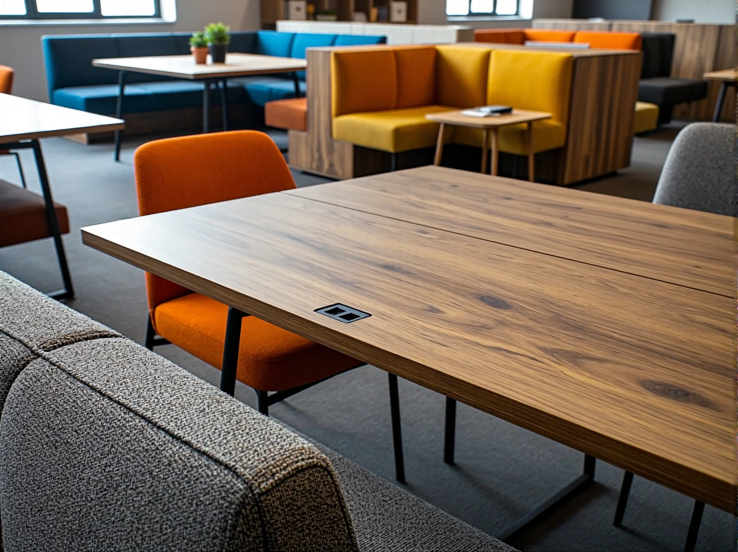 Designerski stół konferencyjny z krzesłami w sali spotkań premium