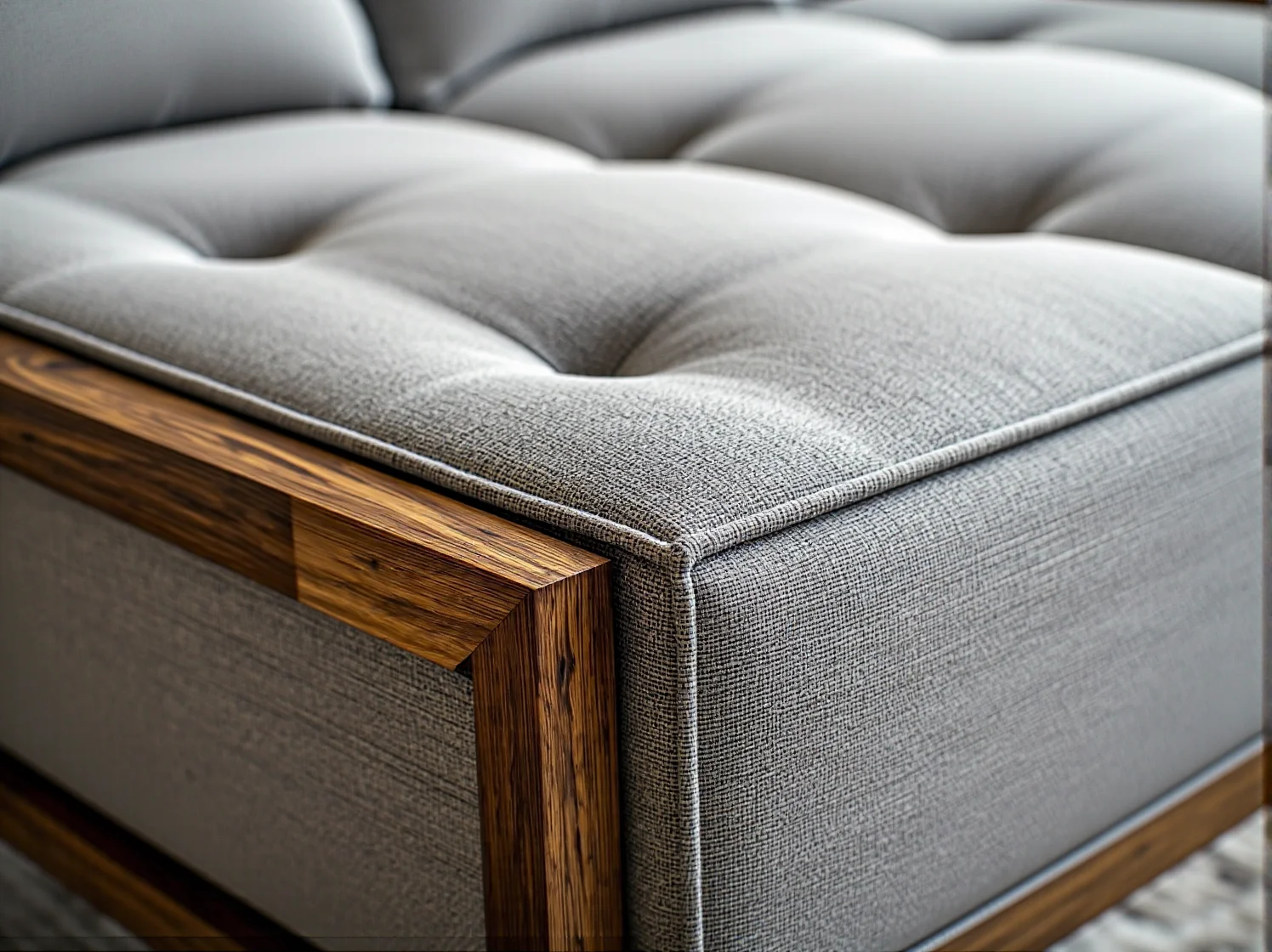 Zbliżenie na naturalne słoje drewna w ekologicznej komodzie.