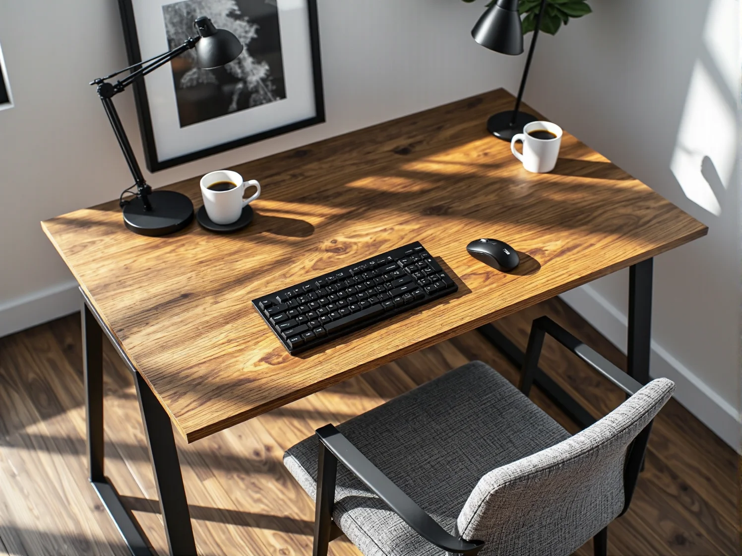 Stylowe dodatki do biura i lampa na biurku w aranżacji glamour