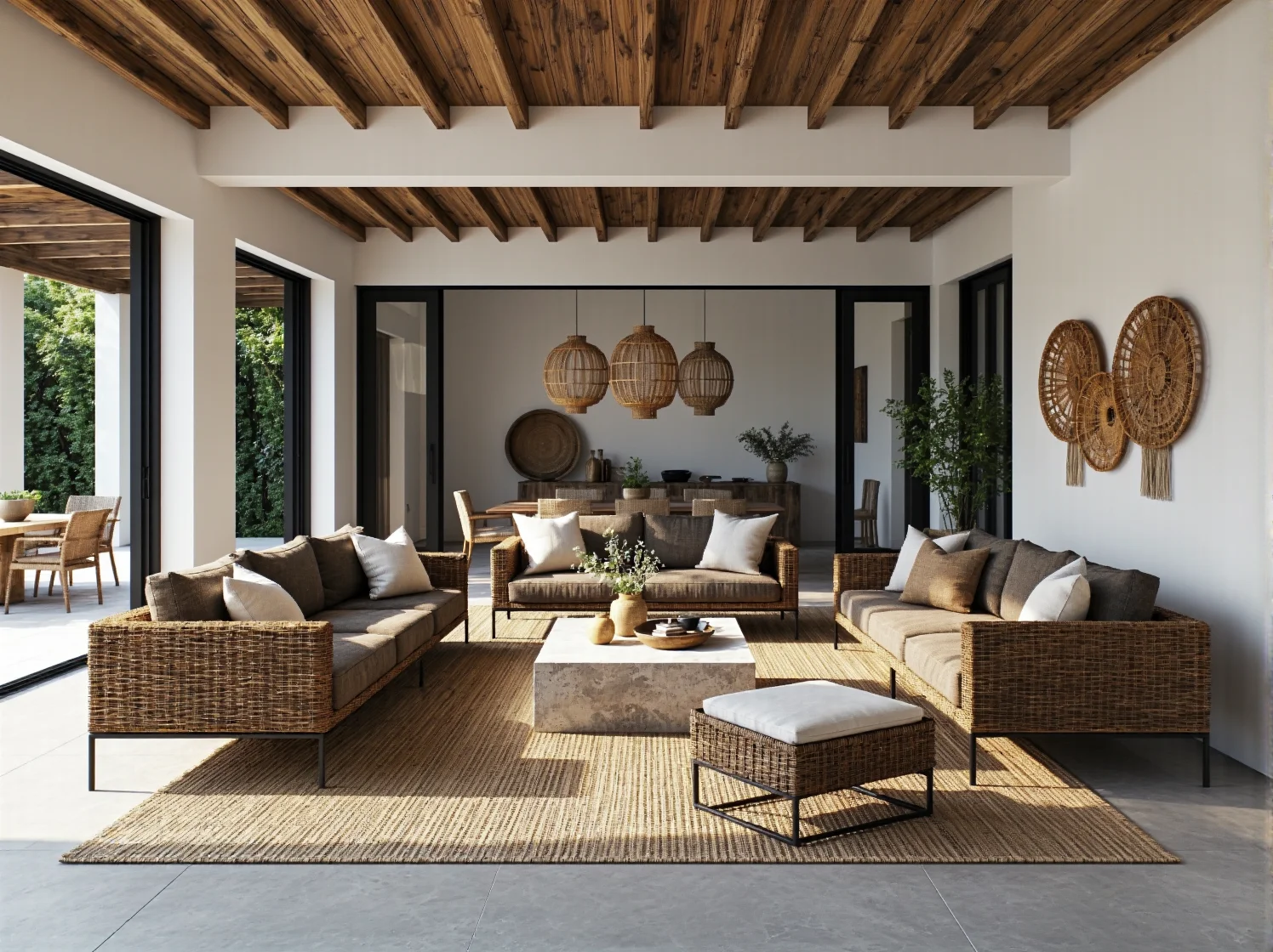 Industrialne hokery i metalowe regały w loftowym wnętrzu baru, modny wystrój surowej gastronomii.