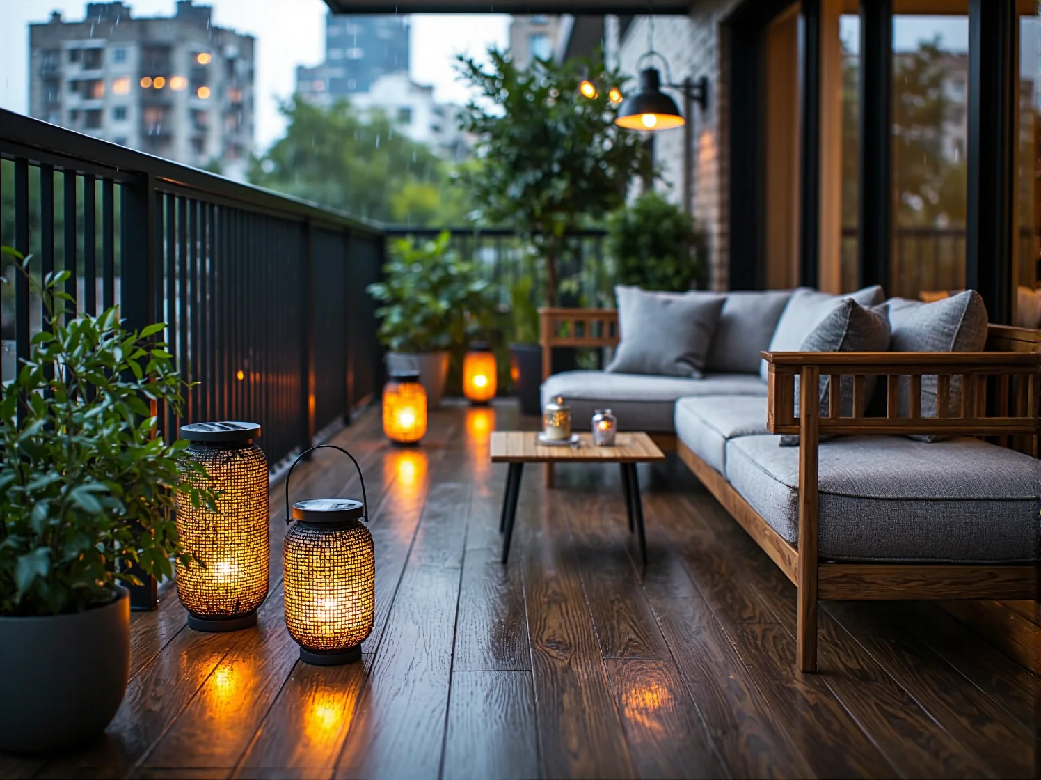 Lampy solarne wzdłuż ścieżki ogrodowej działające sprawnie po ulewie