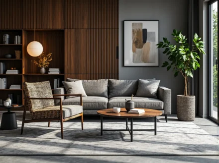 Nowoczesna sofa trzyosobowa szara z miękkimi poduszkami