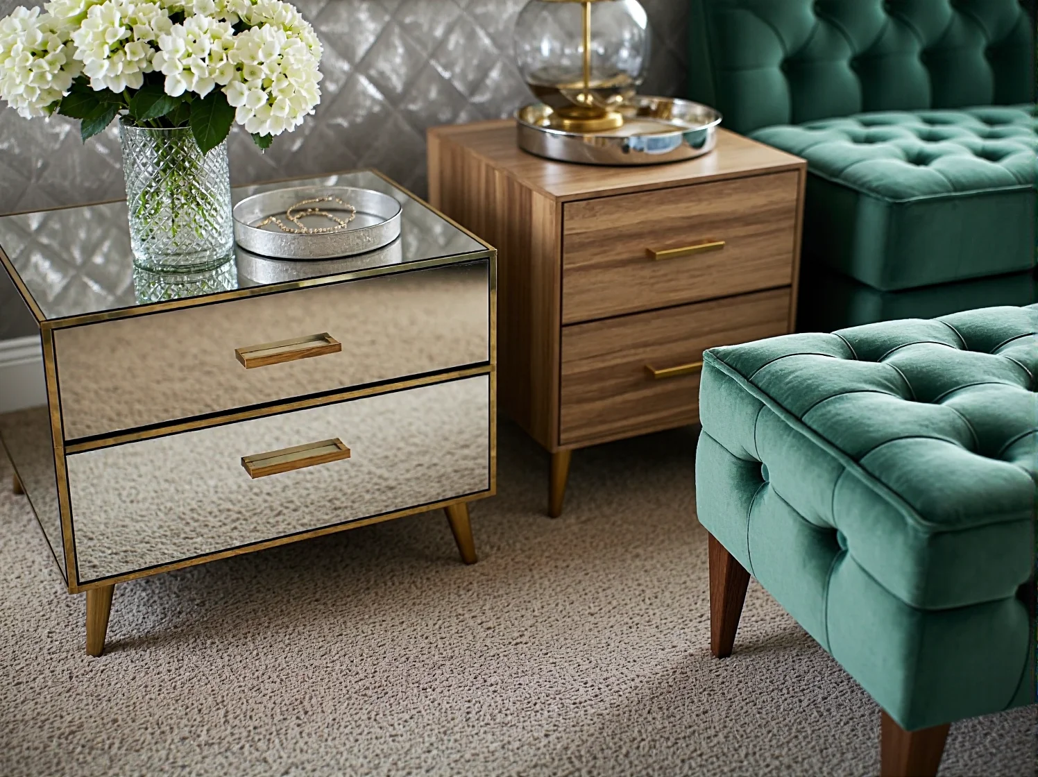 Pikowane łóżko tapicerowane z pojemnikiem idealne do małego mieszkania.