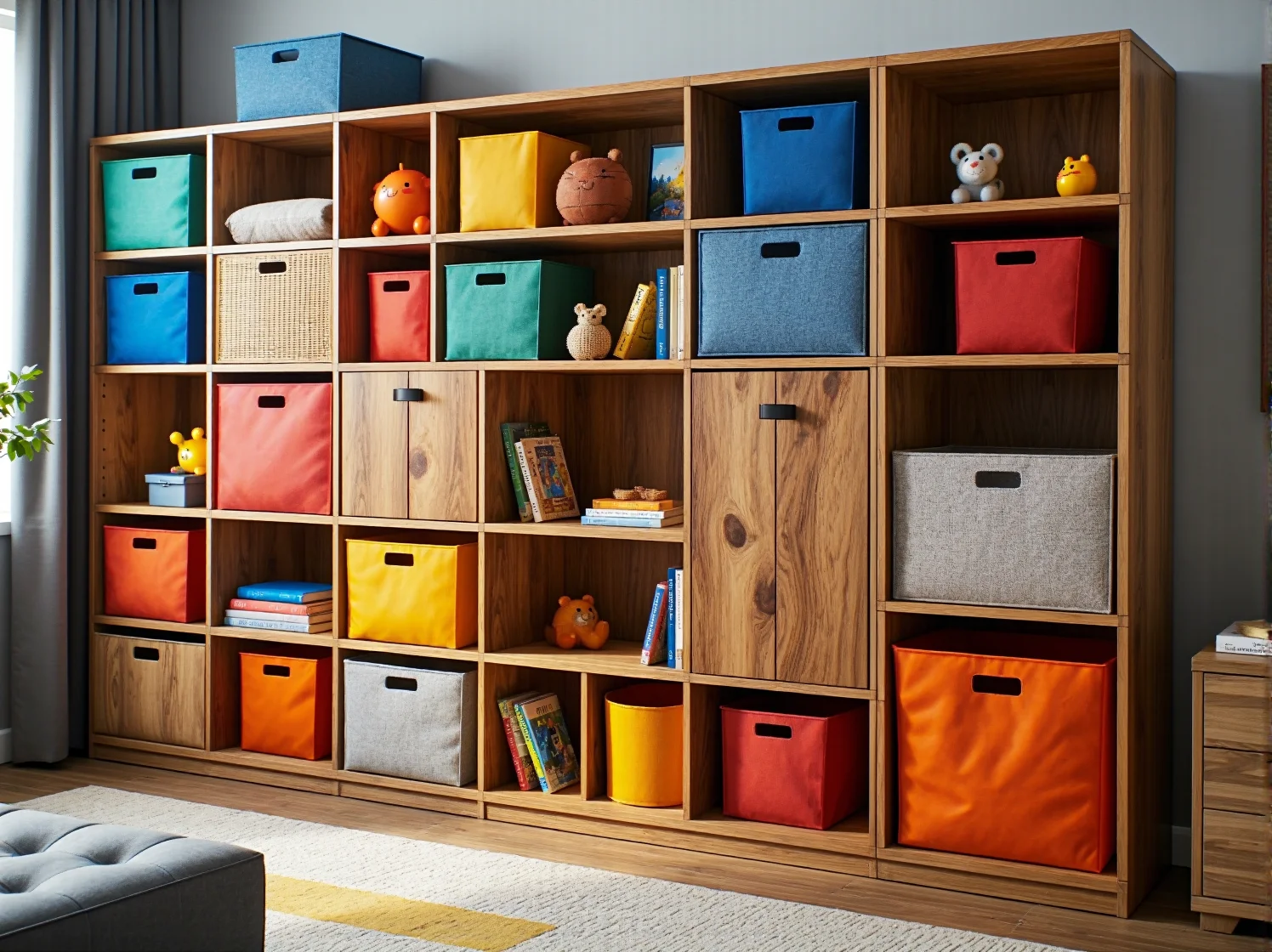 Praktyczne łóżko z pojemnymi szufladami na zabawki i pościel w jasnym wnętrzu