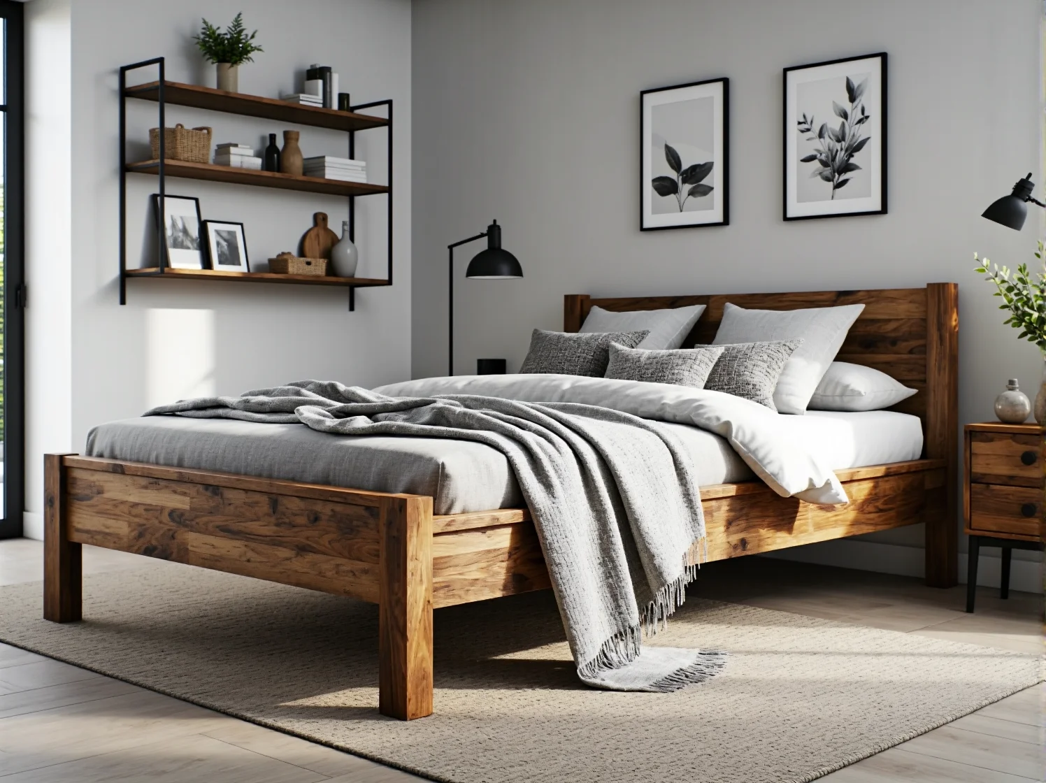 Malowanie łóżka farbą kredową na styl skandynawski matowe wykończenie.