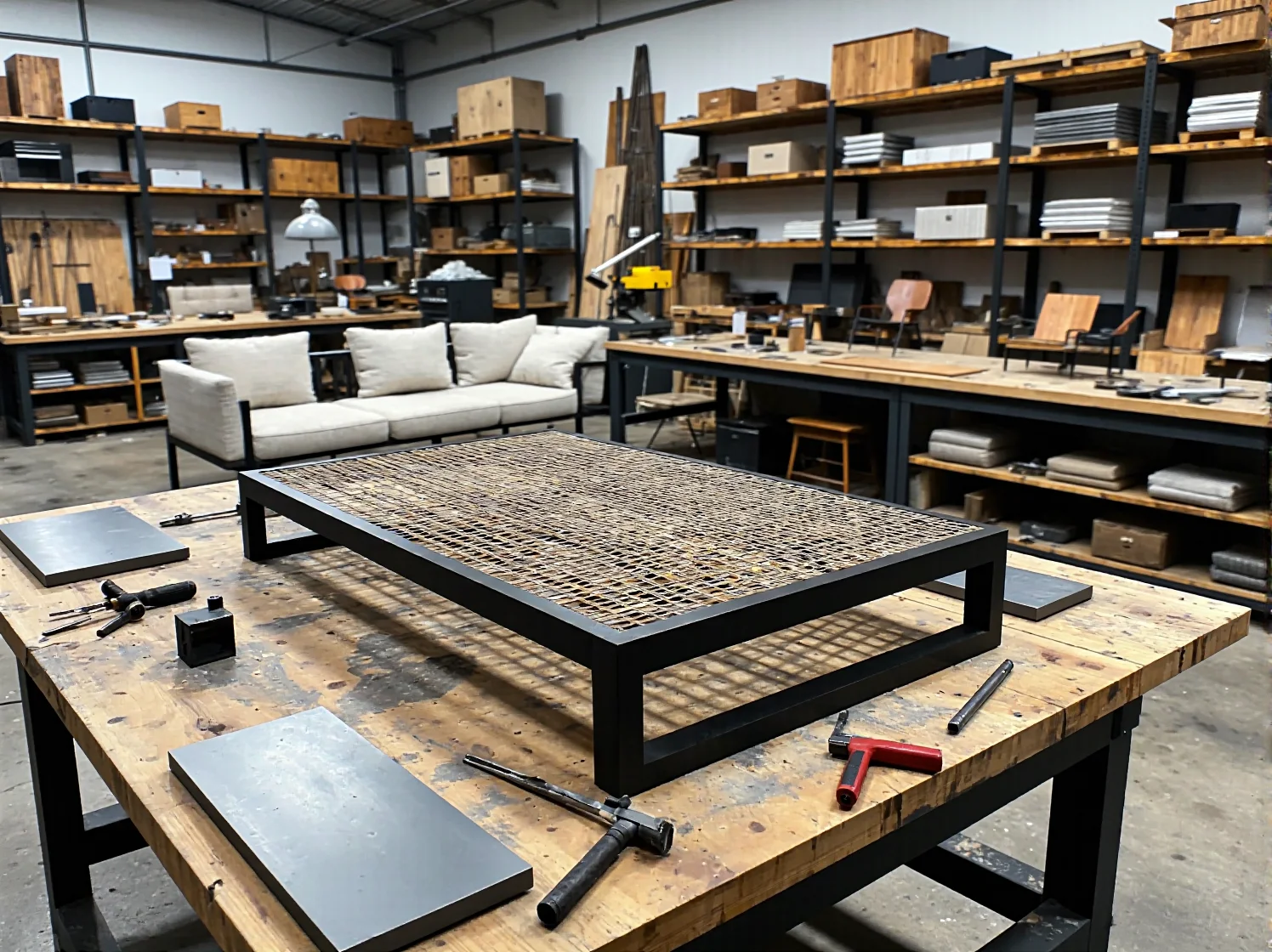 Proces precyzyjnego szlifowania łączeń metalowych elementów mebla