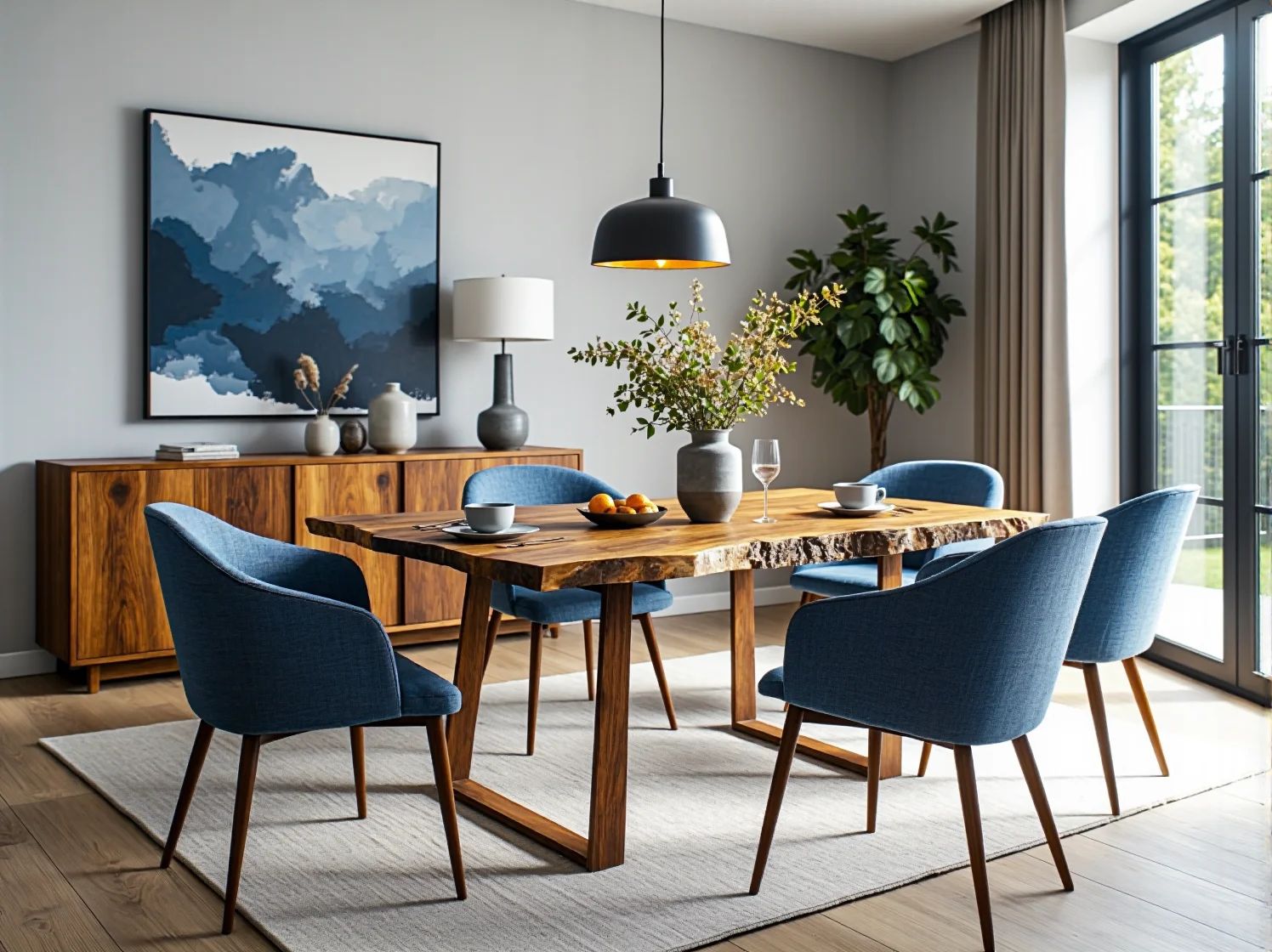 Aksamitna sofa w odważnym kolorze butelkowej zieleni jako główny element wnętrza