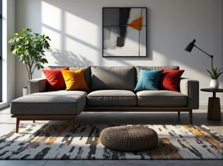 Nowoczesna sofa narożna szara na drewnianych nóżkach