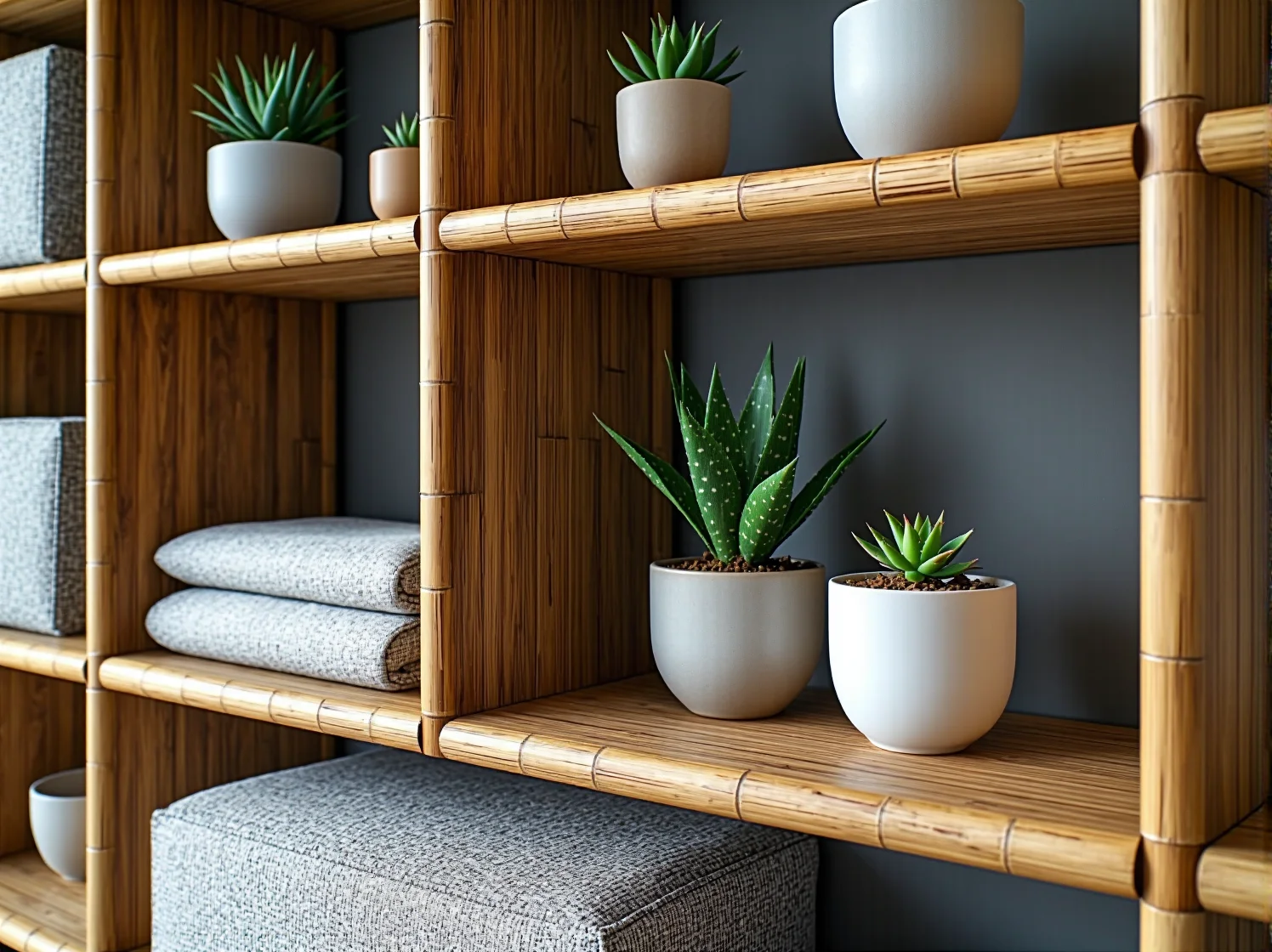 Lekki i wytrzymały regał bambusowy idealny do przechowywania książek.