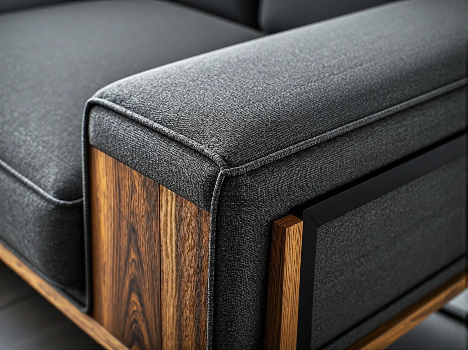 Nowoczesna sofa z tkaniny z recyklingu w jasnym salonie