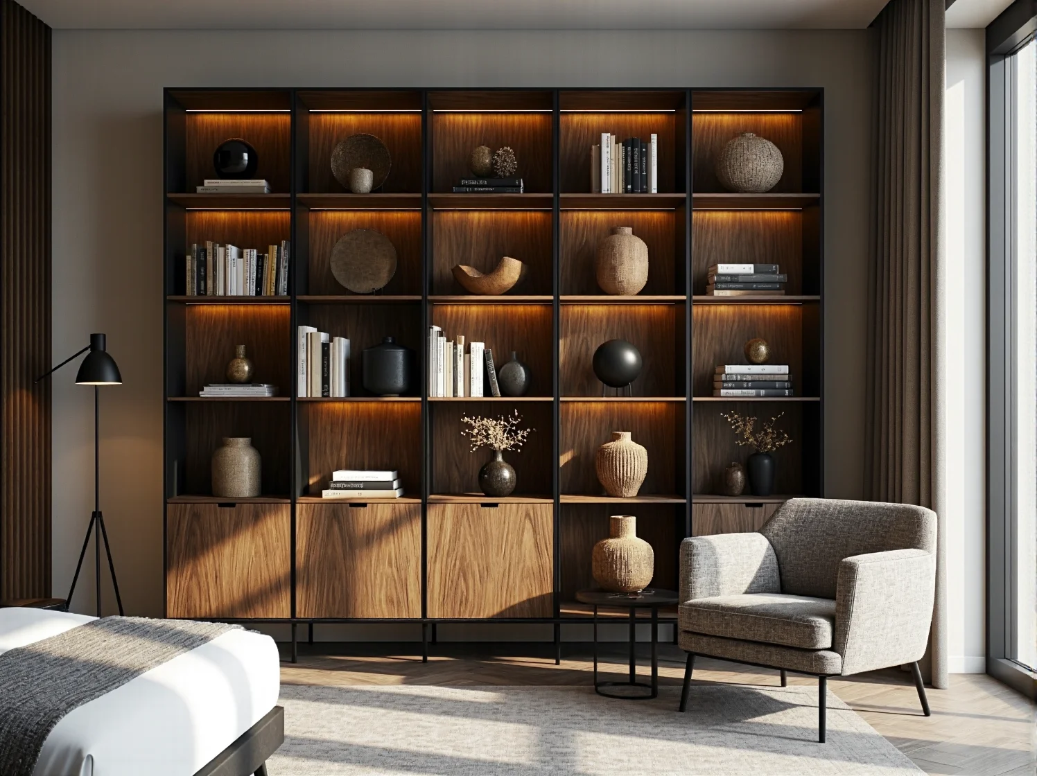 Wygodna sofa modułowa w pokoju hotelowym, optymalizująca przestrzeń wypoczynkową