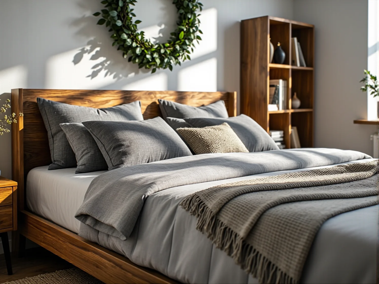 Detale konstrukcji mebli industrialnych z litego drewna i stali