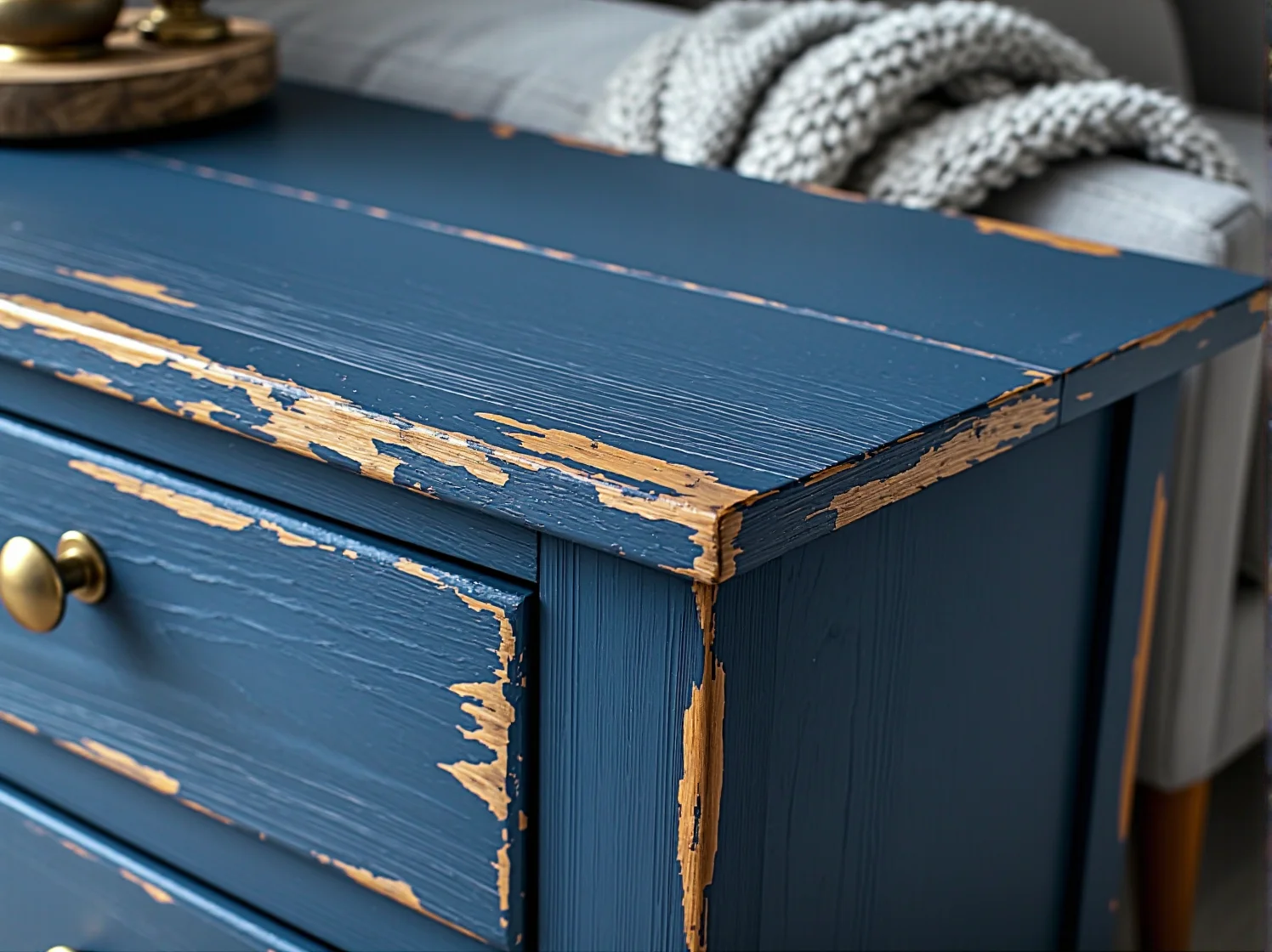 Komoda w stylu shabby chic z przecierkami wykonana farbą Annie Sloan