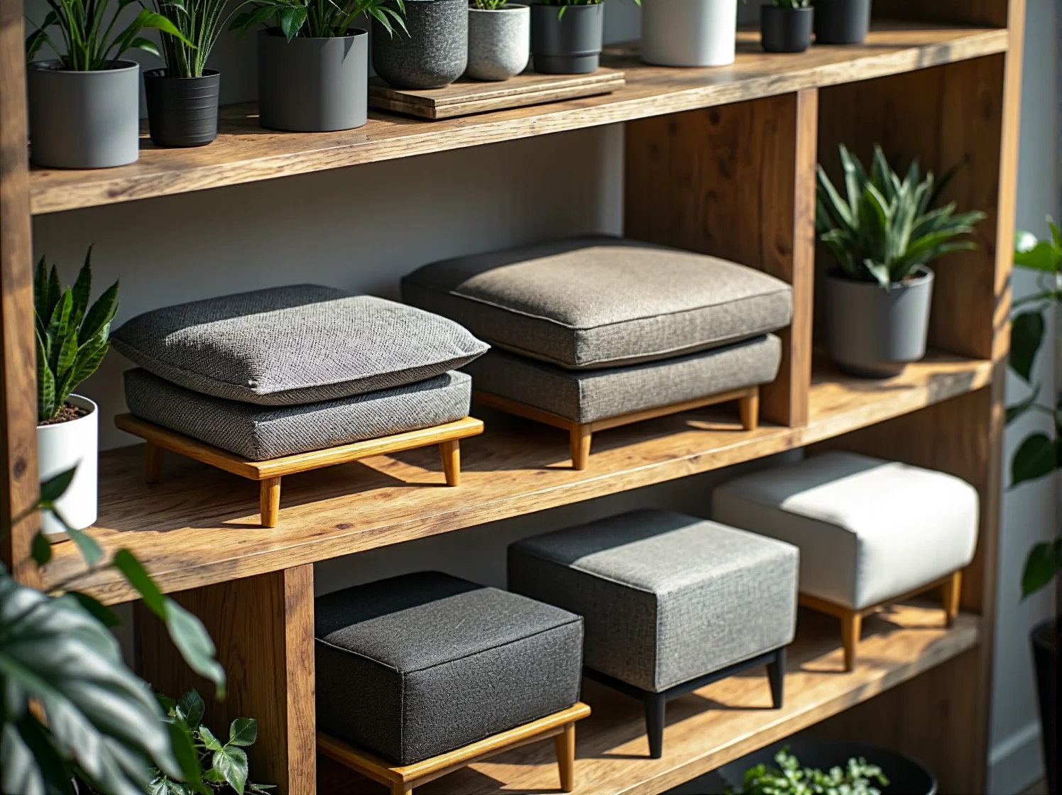 Kompaktowe meble z naturalnego drewna w sypialni inspirowanej stylem boho