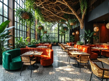 Tapicerowana sofa restauracyjna pomarańczowa z pikowanym oparciem